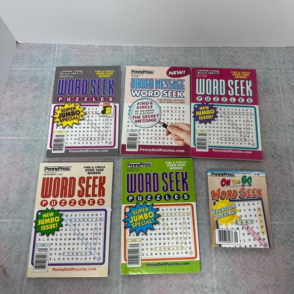 Set of 6 Penny Press Word Seek Puzzle Books - Picture 1 of 3